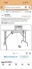 Sew Ready Folding Multipurpose Sewing Table Silver/White, Model 13373