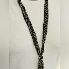 Source Unknown Black and Gold Necklace with Braided Design