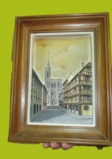 Ancien tableau en relief Alsace- rue de MERCIERE- - atelier de la chapelle- 1967