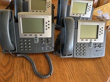 Lot of 4 Cisco 7962G Unified IP VoIP Phone CP-7962G With Handsets Helix Cords