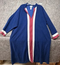 VTG Vanity Fair Color Block Velour Zip Front Housecoat Blue Red White XL