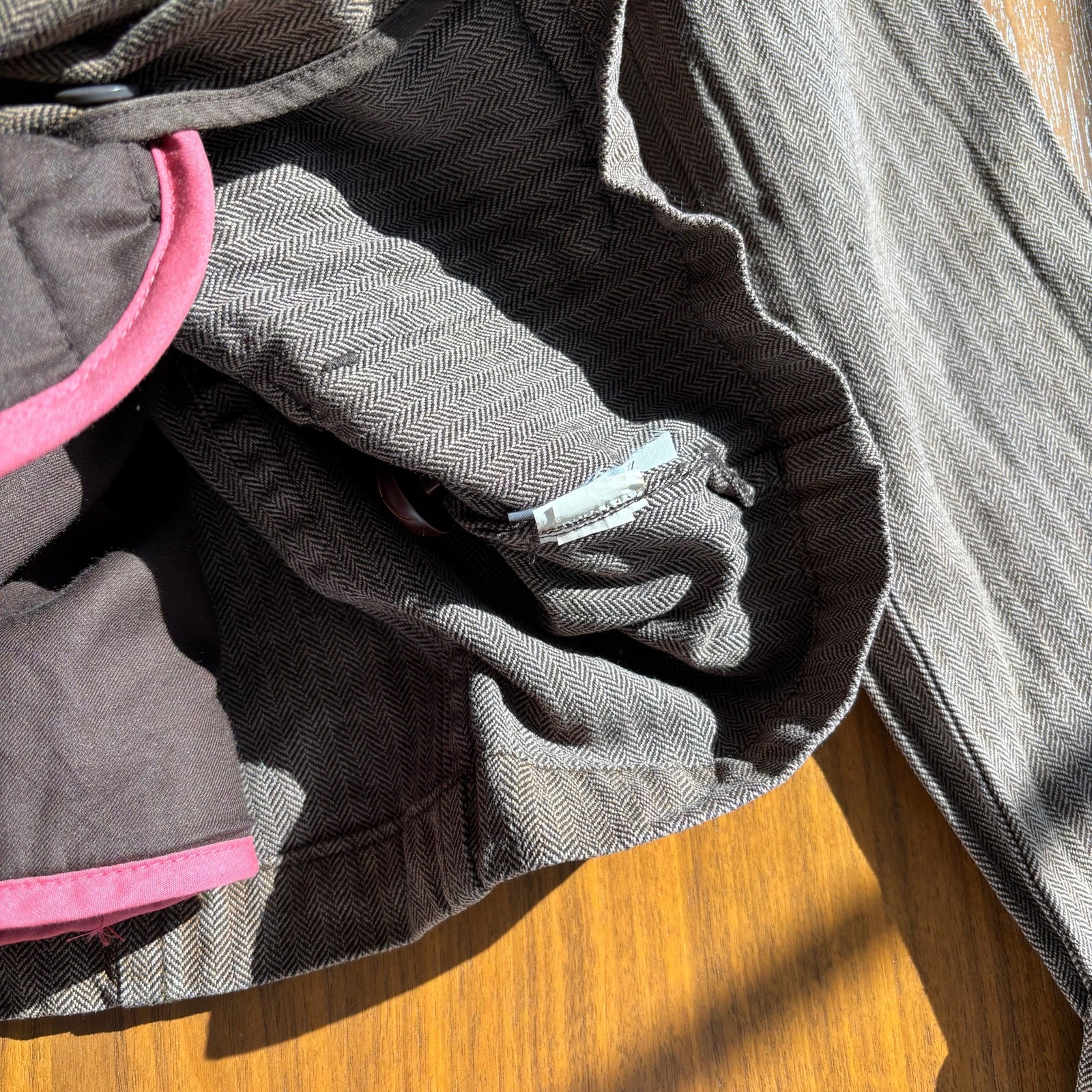 2000s Gap Brown Herringbone Button Front Belted C… - image 9