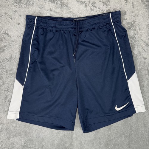 Vintage 90s Nike Soccer Shorts Small Navy Lined Drawstring Nike Fit Dry - Picture 1 of 7