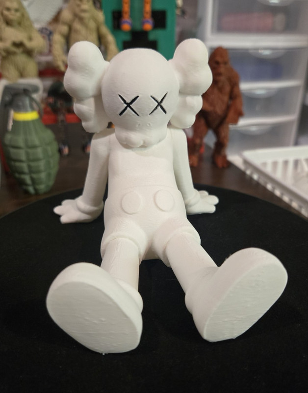 Kaws Companion, White Sitting Figurine Matte Plastic 5in PLA Filament Paintable