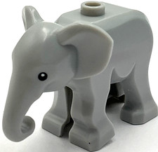 Lego Nuevo Bebé Elefante Gris Azulado Claro con Ojos Negros y Pupilas Blancas