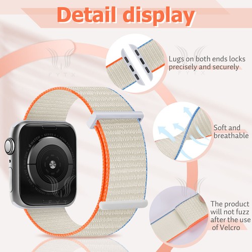 New Nylon Sport Loop wrist Band Strap for Apple Watch Series 10 9 8 7 6 5 4 3 SE - Picture 7 of 25