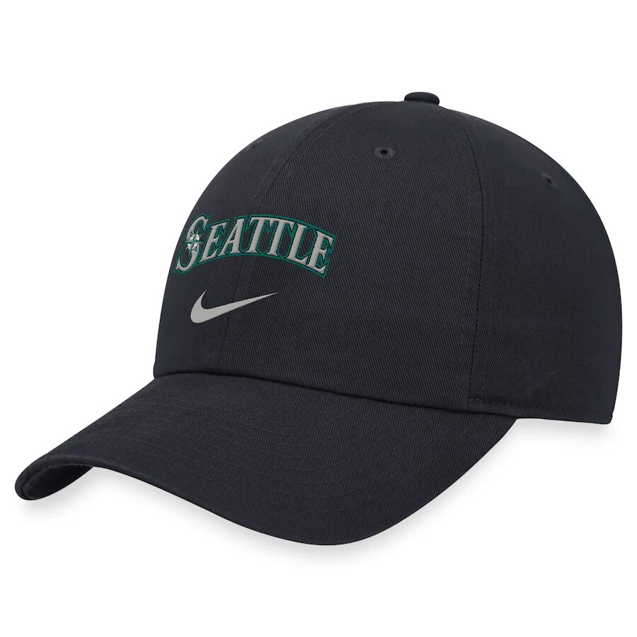 Seattle Mariners Nike Wordmark Swoosh Heritage 86 Adjustable Hat