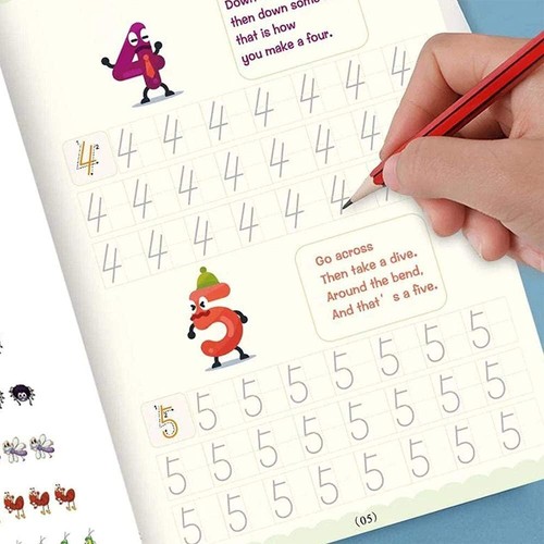 4X Magic Practice Copybook Magical Pen, Number Tracing Book Reusable Handwriting - Picture 4 of 10