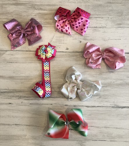 Lot of 5 JoJo Siwa Hair Bows w/Bow Holder Crystals/Sequins/Gems/Pink/White/Green - Picture 3 of 24