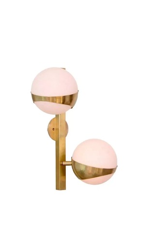 Century 2 Light globe Wall Mid Raw Brass Sputnik chandelier light Fixture - Picture 2 of 5