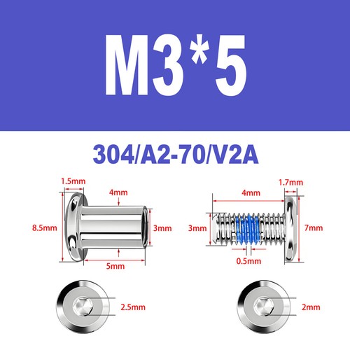 Möbelschrauben A2 V2A Hülsenschrauben M2-M6 Verbindungsschraube Möbelverbinder - Bild 23 von 122