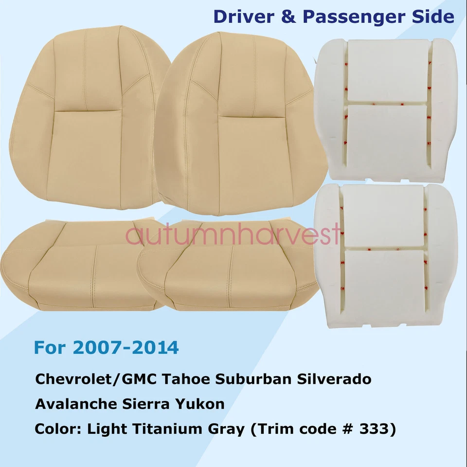 Cubierta de asiento de cuero delantera inferior superior y espuma delantera para Chevy Silverado 1500 2007-14 Foto 2 de 4