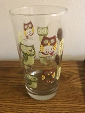 Vintage Libbey Crisa Owl Drinking Glass. MCM