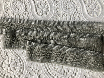 HELLGRAU Pinsel Fransen Quasten Textil Schnitt Kissen Borte Vorhänge 40 mm JE...