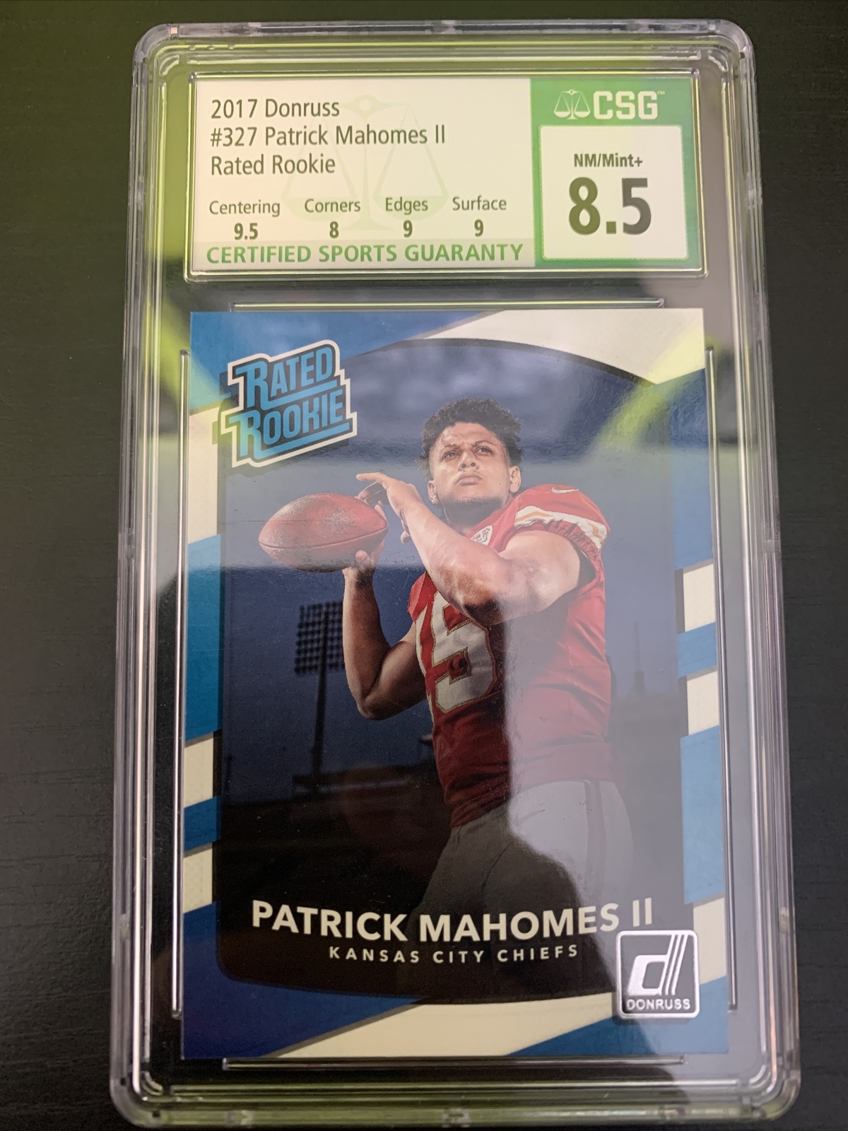 Patrick Mahomes Panini Plates & Patches Printing Plate Autographs #327 2017 Donruss-Yellow 1/1