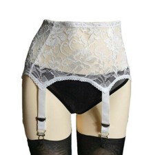 Women Floral Lace Girdle Vintage Stretchy Garter Belt 6 Straps Thigh Suspenders