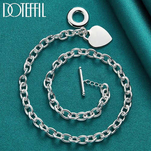 DOTEFFIL 925 Sterling Silver Heart TO Buckle Necklace Bracelet Wedding Jewelry - Picture 6 of 6
