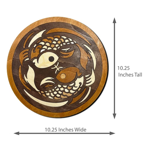 Zodiac Wooden WallArt-Pisces-Astronomical Signs-Birthdates-Gift-New Age Original