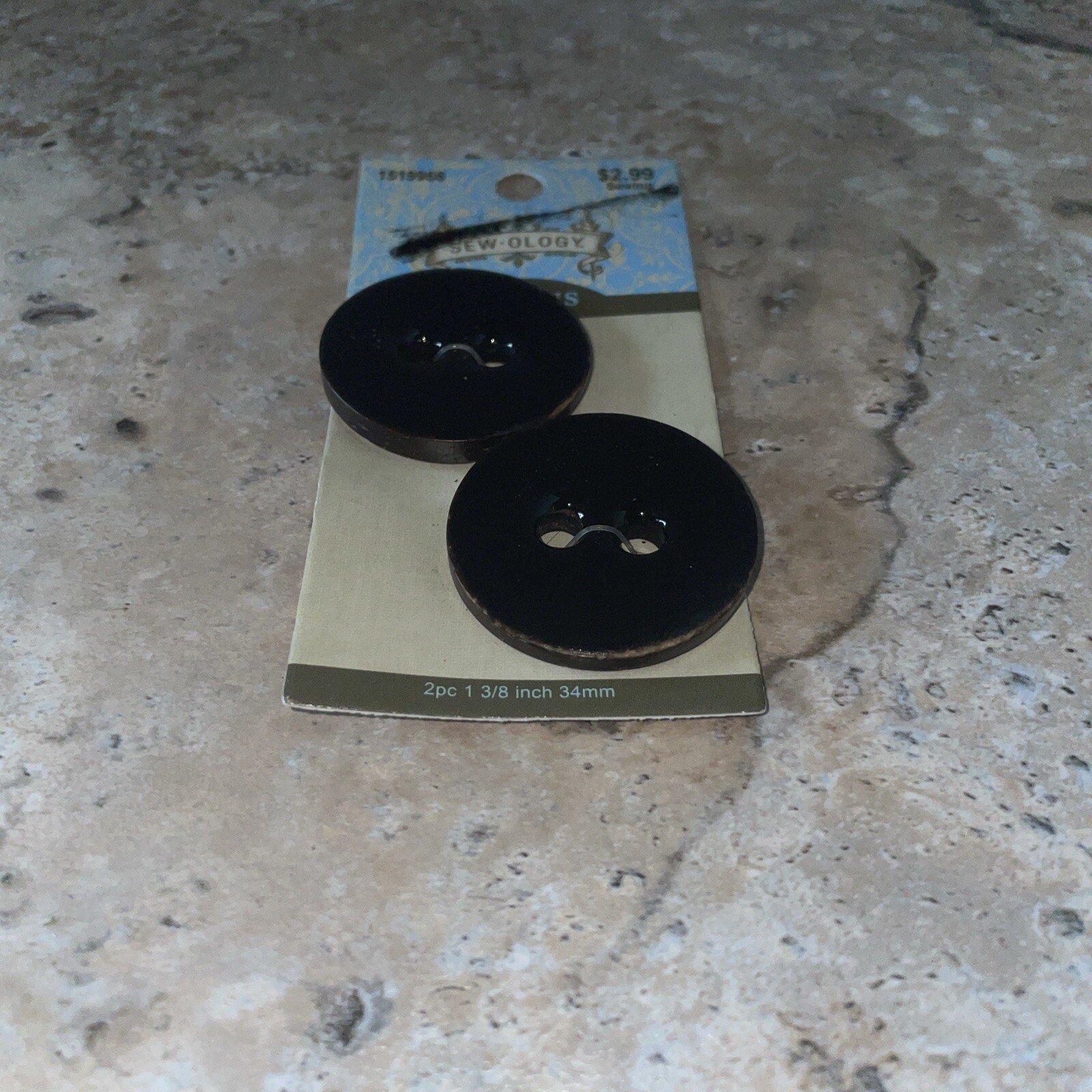 Sew-Ology Two Double Hole Black Buttons