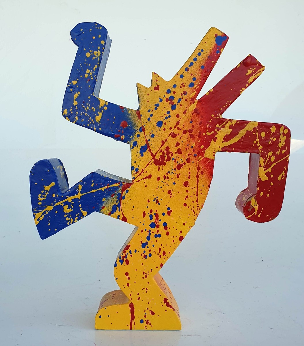 SPACO signed DOG DANCING sculpture graffiti pop STREET ART paint