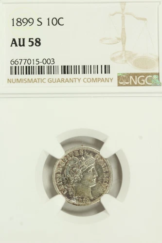 1899-S Barber Dime : NGC AU58