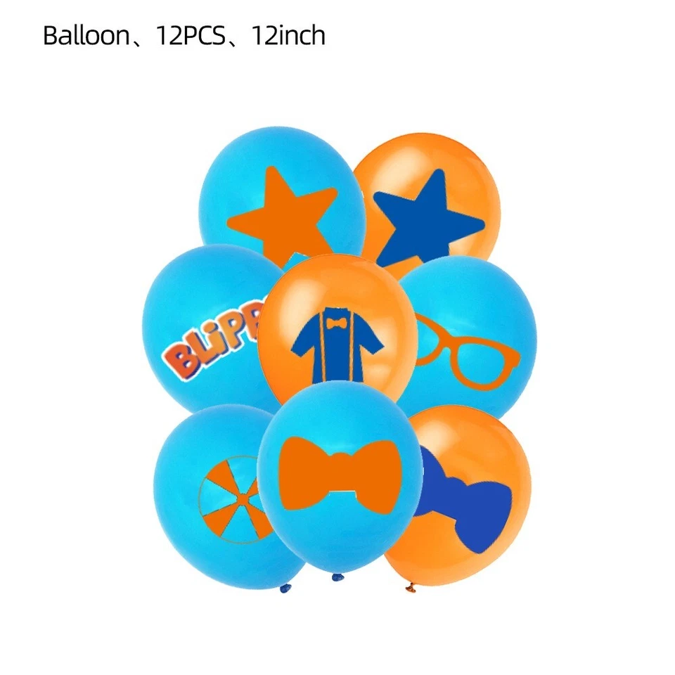 BLIPPI Kids Birthday Party Cutlery Set Plates Cups Decoration Banner Balloon - Image 2 of 4