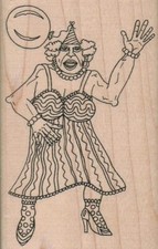 Party Lady 2 3/4 x 4 1/4" Rubber Stamp, Woman Stamp, Lady Stamp