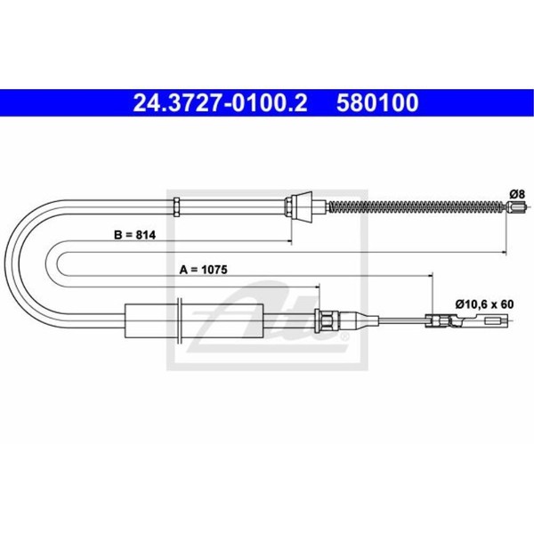 ATE Handbremsseil Bremsseil Hinten Rechts FüR Audi A2 8Z0 24.3727-0100.2-image