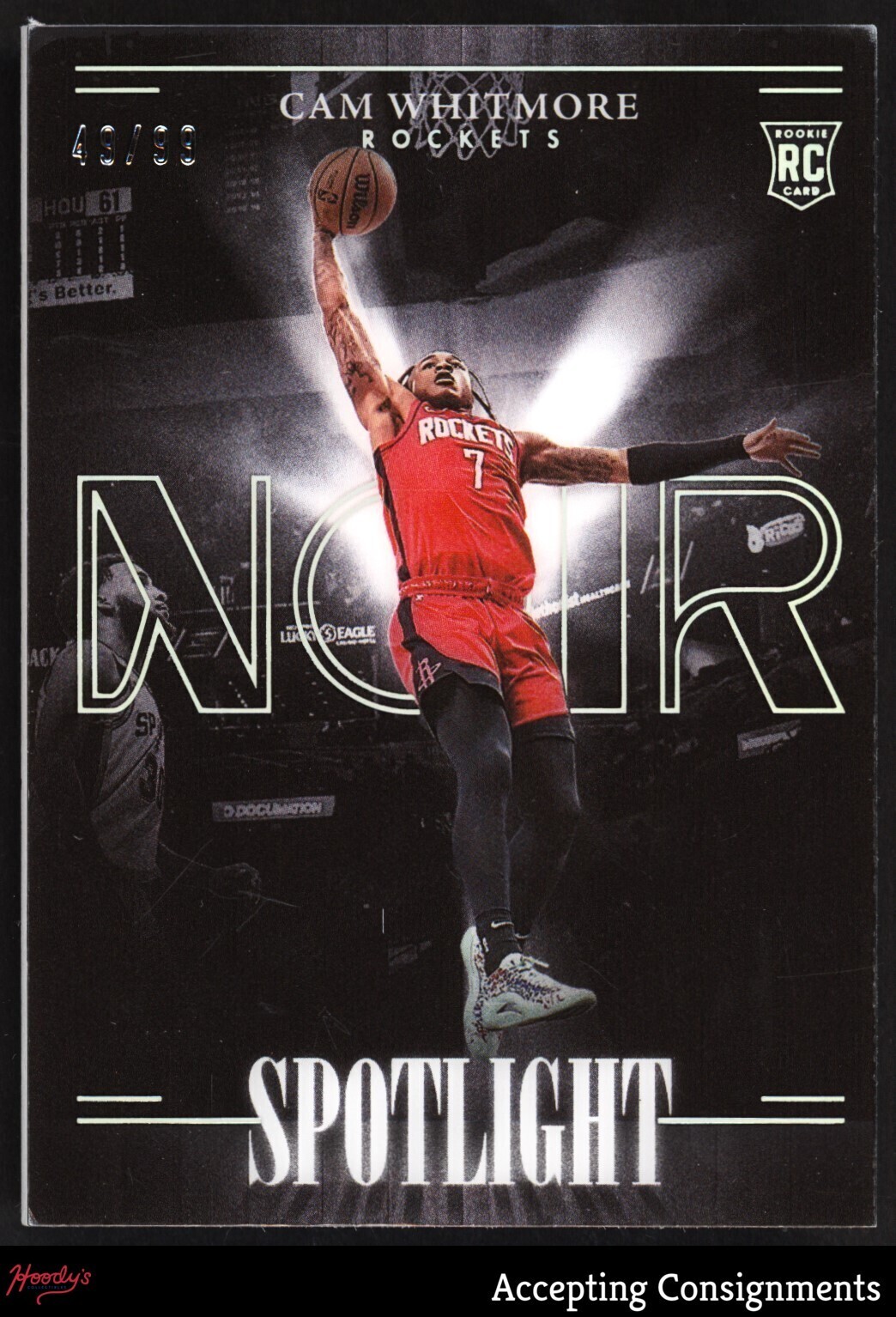 2023-24 Panini Noir Spotlight #12 Cam Whitmore 49/99 ROOKIE RC ROCKETS