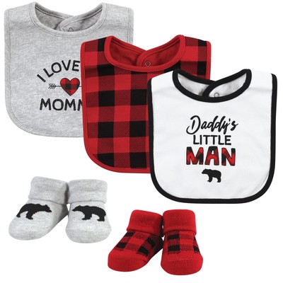 Unisex Baby Cotton Bib and Sock Set, Buffalo Plaid Family, Size