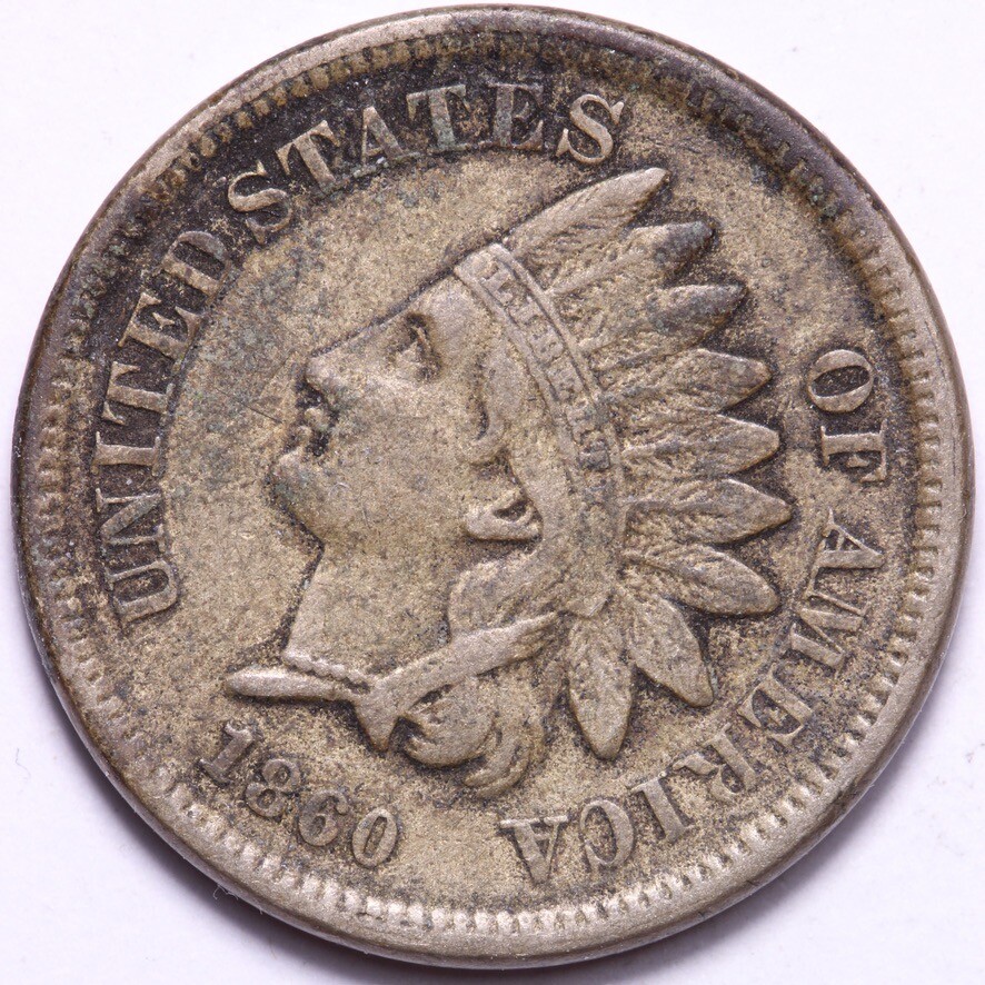 1860 Pointed Bust Indian Head Cent Penny CHOICE VF+ FREE SHIPPING E516