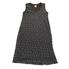 Old Navy Maternity Medium Gray Blue Floral Dress Lace Trim M Nylon