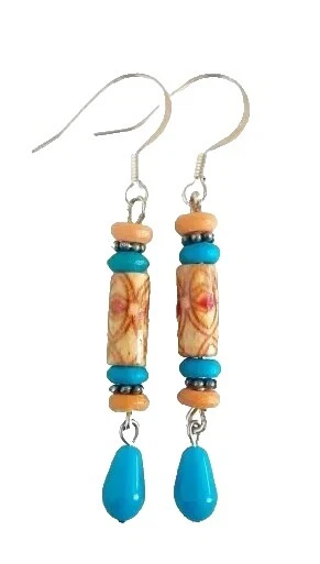 Wooden Silver Plated Fashion Earrings