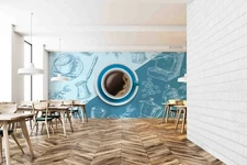 3D Coffee Graffiti Wallpaper Wall Mural Removable Self-adhesive Sticker988