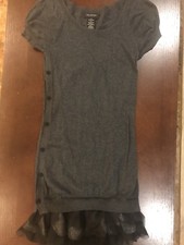 MM Couture Gray Sweater Dress With Black Ruffle Hem Size S