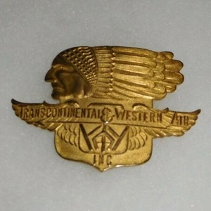 Rare-Transcontinental-amp-Western-Airlines-Pilot-Hat-Badge-Type-I-Large-Nose