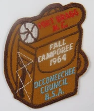 1964 Occoneechee Council Fall Camporee BSA Fort Bragg N.C. Patch DBR Bdr. [C-206