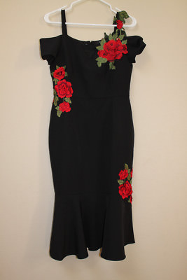 GUESS Women's Embroidered Off-The-Shoulder Dress - Size XS - Jet Black