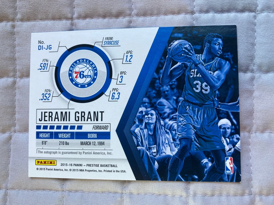 Jerami Grant 2015-16 Prestige Distinctive Ink Signatures #DI-JG Auto /199 - Image 2 of 2