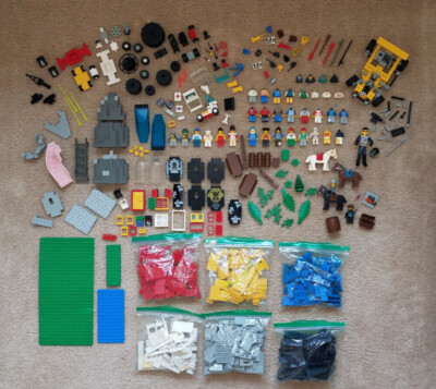 🟢1990's Vintage Lego Brick Set Bulk Lot 4lbs of bulk rare pieces mini  figures