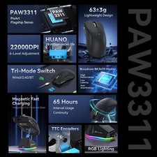 ATTACK SHARK X11 Tri-Mode Wireless Gaming Mouse with RGB Charging Dock, 22000DPI — image 5