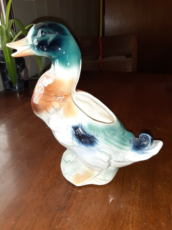 Vintage, Royal Copley, Porcelain, Mallard Duck, Planter, Mid Century. 