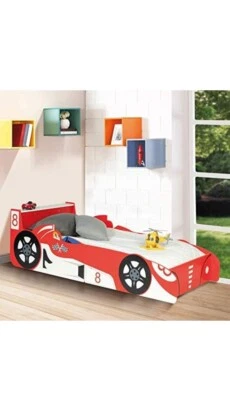 IDMarket - Lit Enfant Voiture Formule 1 Teddi 70 x 140 CM Rouge - Photo 1/4