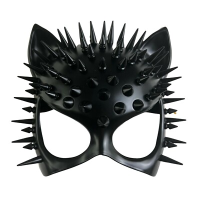 Black Steampunk Spiked Cat Gato Masquerade Mask Mardi Gras Unisex Halloween mask
