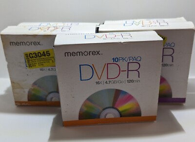 New Memorex DVD-R Ten 5-10 Packs Blank Discs Media & Slim Cases 16x 4.7GB 120min