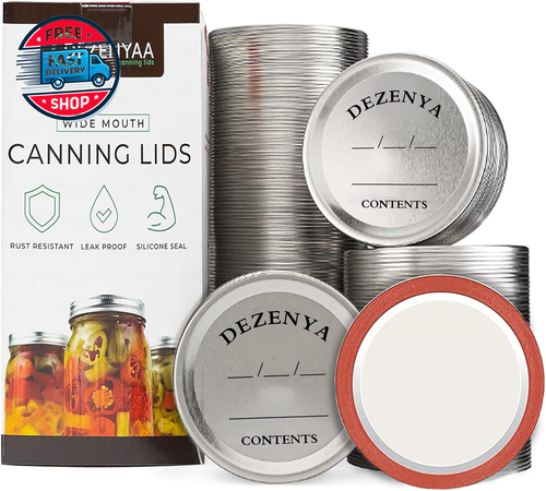 Wide Mouth Canning Lids - 100 Count - Sturdy Canning Lids with Strong Silicone