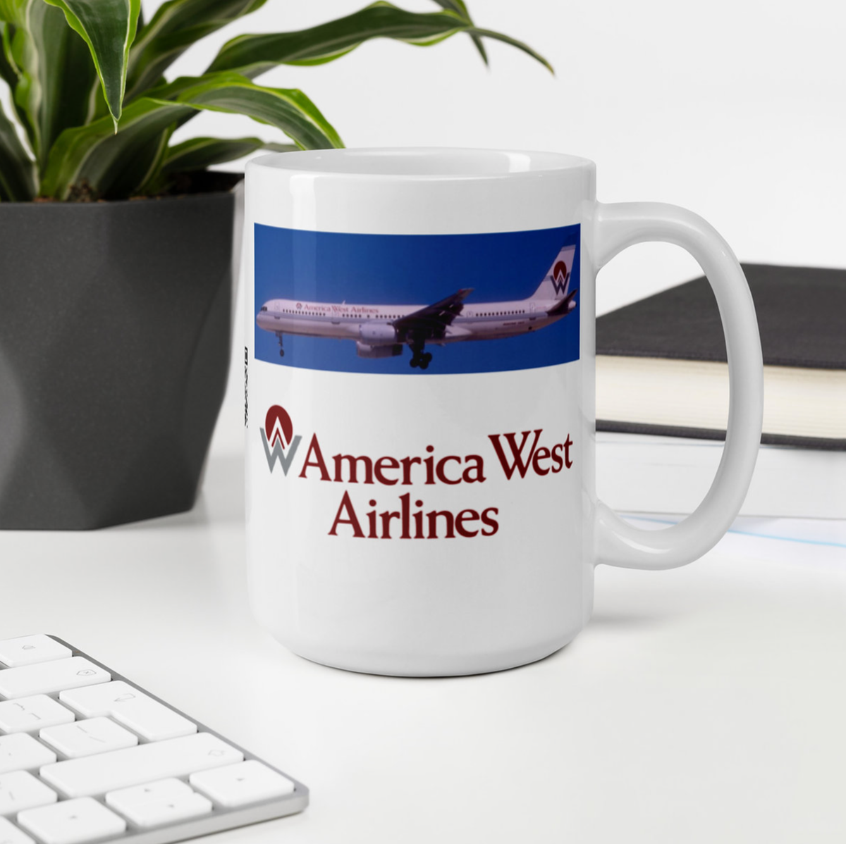 Nostalgic Legacy America West Airlines White Glossy Coffee Tea Mug