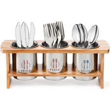 Silverware Holder for Countertop, Stainless Steel Cutlery Utensil Organizer w