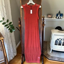 NWT Express Linen-Blend Crochet High Neck Sleeveless Midi Dress size medium