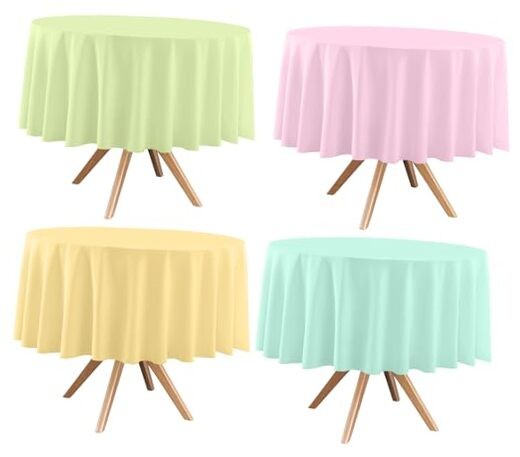 4 Pack Round Pastel Table Cloths for Parties,84 Inch Colorfu